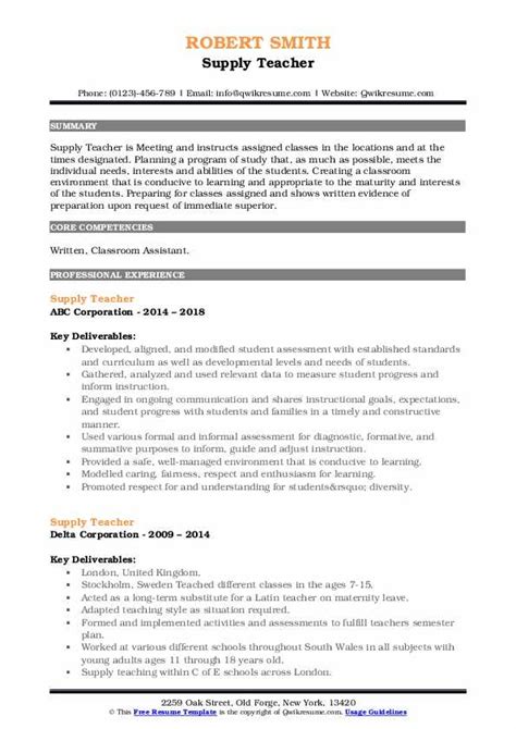 Supply teacher resume. Things To Know About Supply teacher resume. 